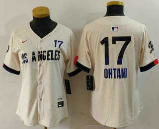 Women%27s Los Angeles Dodgers #17 Shohei Ohtani Cream 2024 City Connect Limited Jersey